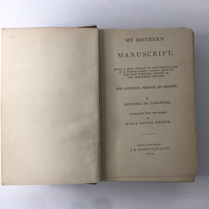 My Mother’s Manuscript - Alphonse Lamartine - 1877