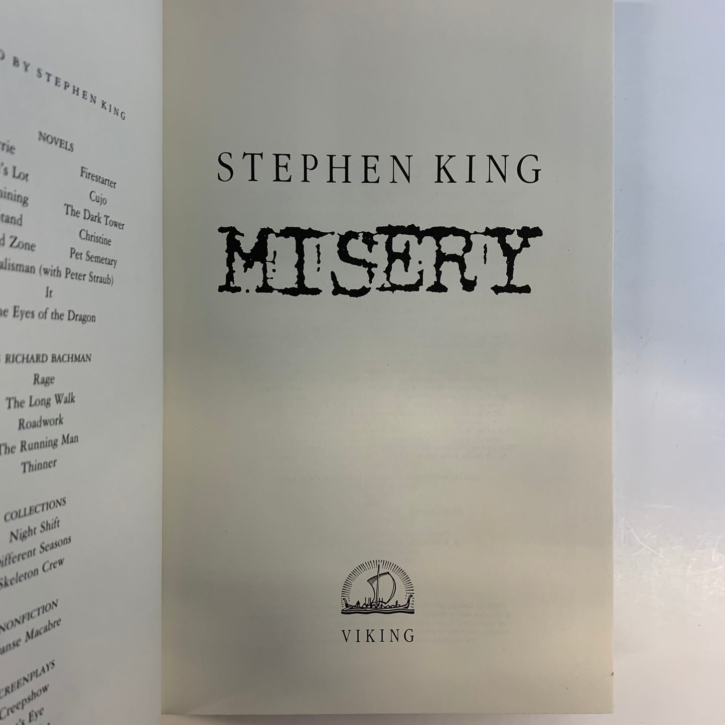 Misery - Stephen King - First Edition - 1987