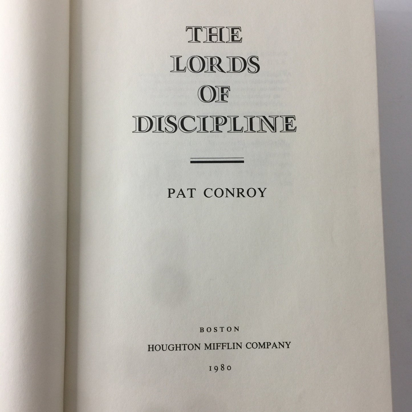 The Lords of Discipline - Conroy - Signed - 1st Edition - 3rd Print - 1980