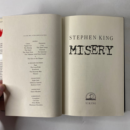 Misery - Stephen King - 1st Edition - 1987