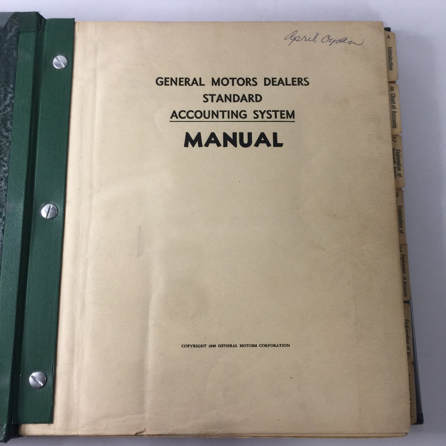 G. M. Accounting System Manual - General Motors Corporation - 1945