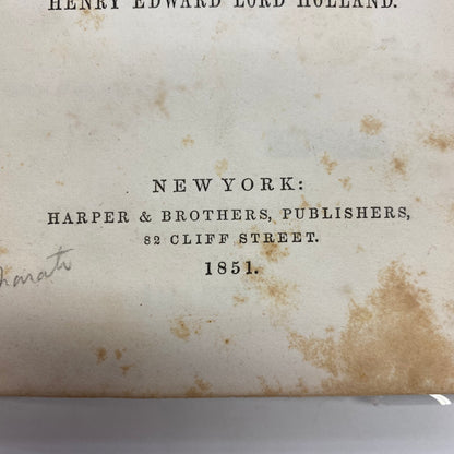 Foreign Reminiscences - Henry Richard Lord Holland - 1st American Edition - 1851