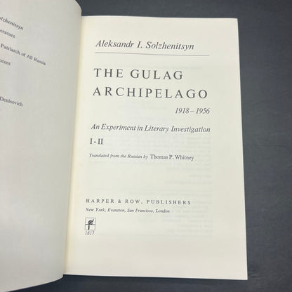 The Gulag Archipelago - Aleksandr Solzhenitsyn - 1st Edition - 1974