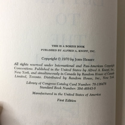 John Hersey in his Letters to the Alumni - John Hersey - 1st Edition - 1970