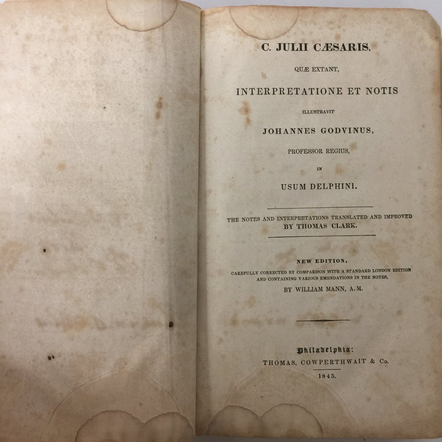 C. Julii Caesaris - Thomas Clark - w/ Fold Out Maps - 1845