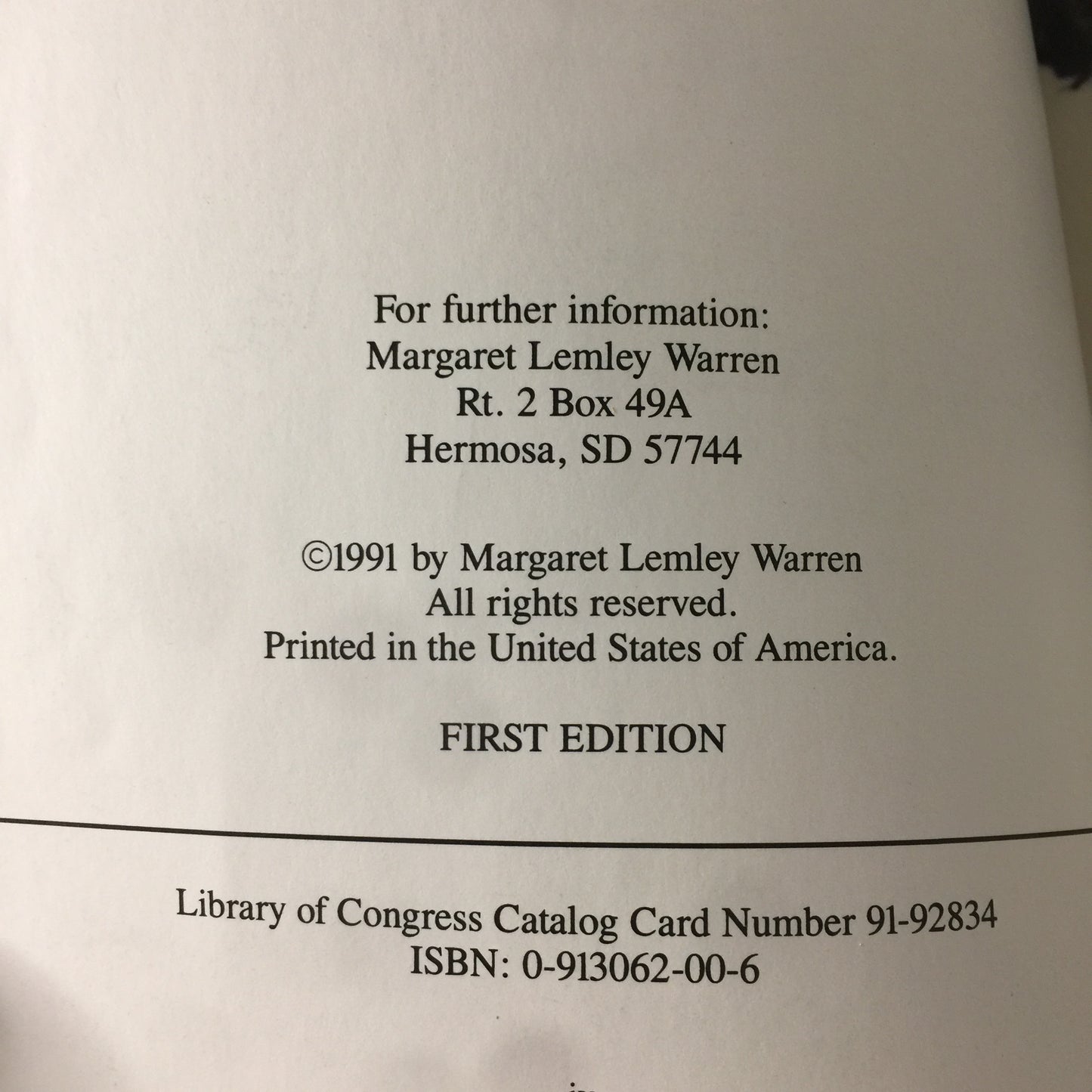 The Badlands Fox - Margaret Lemley Warren - Signed - 1st Edition - 1991