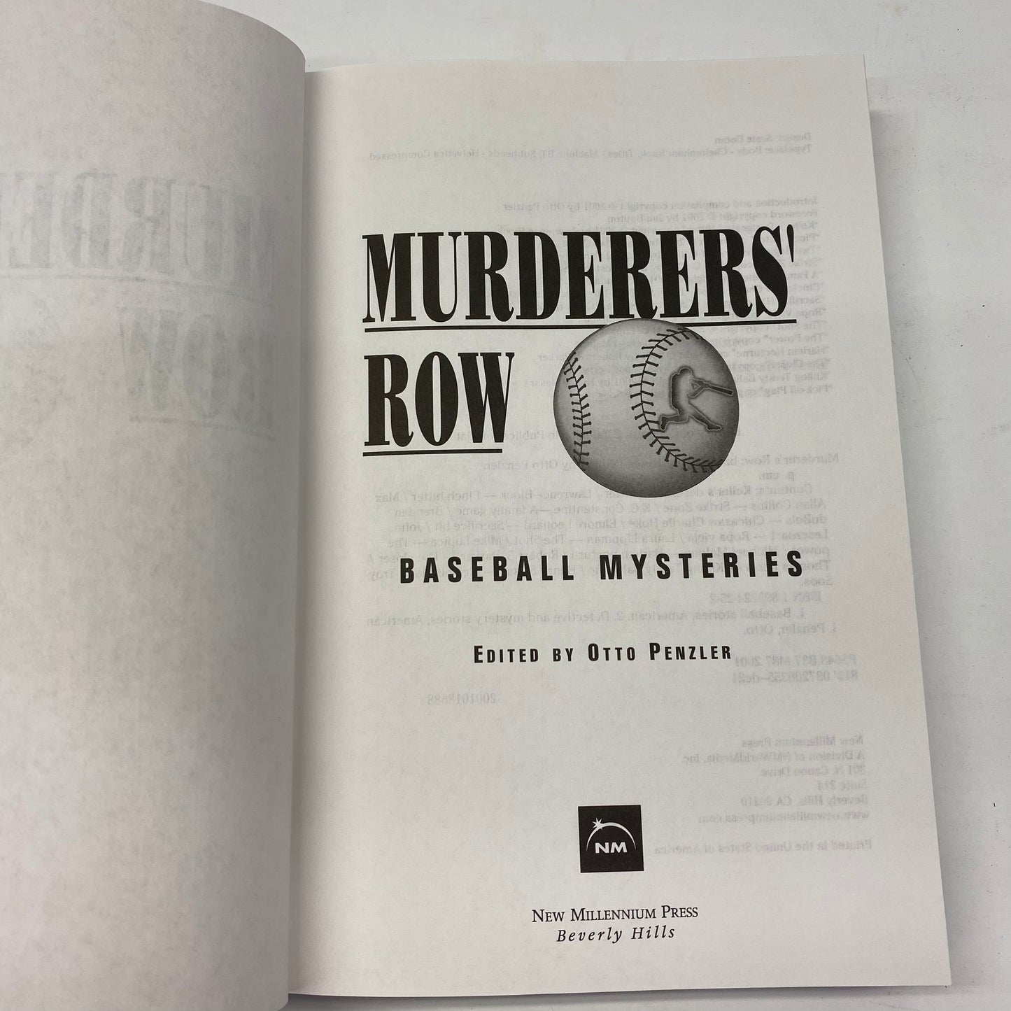 Murderers’ Row - Edited by Otto Penzler - Signed 3x - Baseball Mysteries - 2001