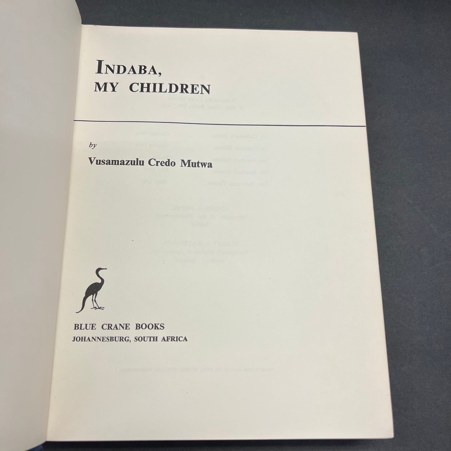 Indaba, My Children - Vusamazulu Credo Mutwa - First Edition - 1966