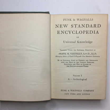 Funks and Wagnalls New Standard Encyclopedia - Various - 25 Vol. Set - 1931