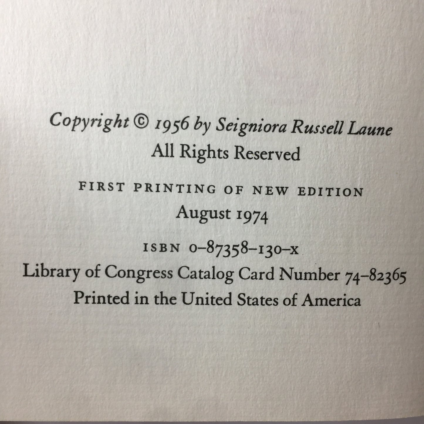 Sand in My Eyes - Seigniora Russel Laune - First Printing - 1974