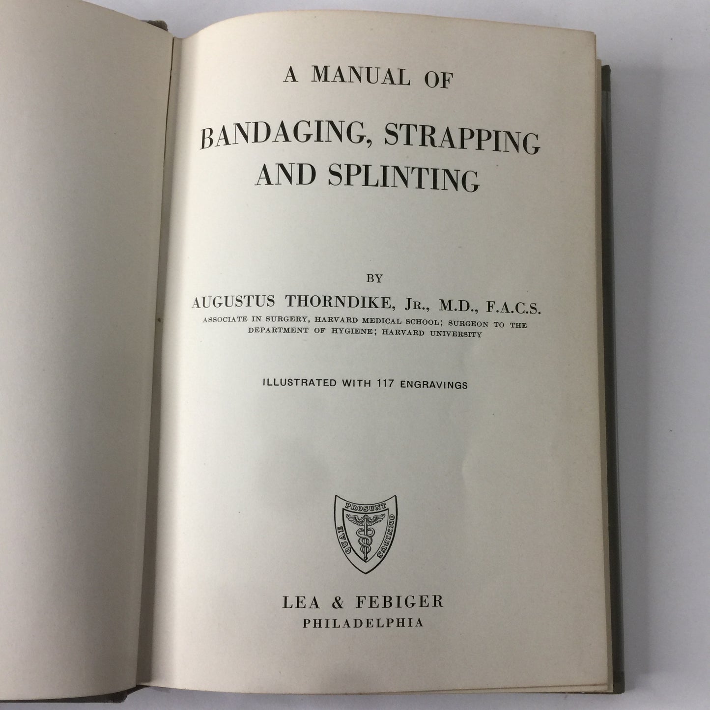 A Manual of Bandaging, Strapping, and Splinting - Augustus Thorndike - Early Reprint - Illustrated - 1942