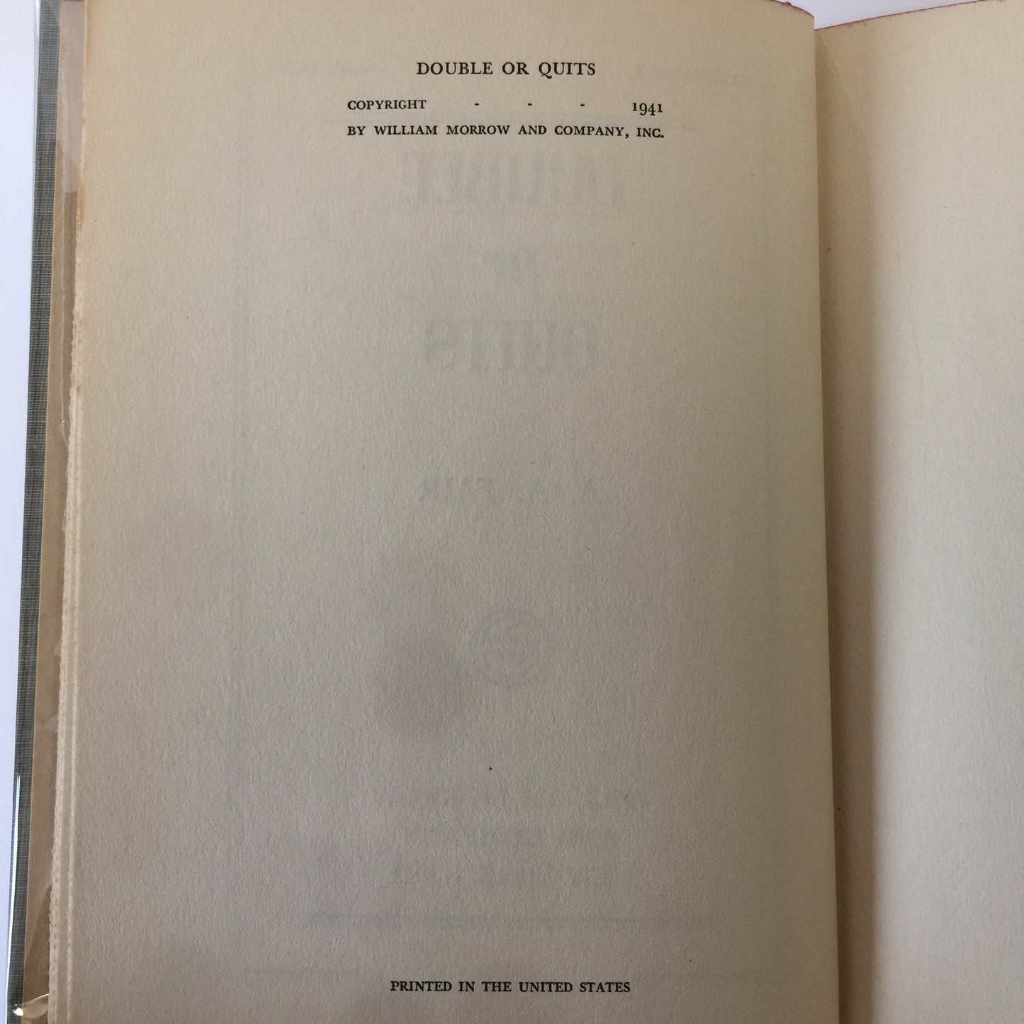 Double or Quits - A.A. Fair - Erle Stanley Gardner - 1st Edition - 1941