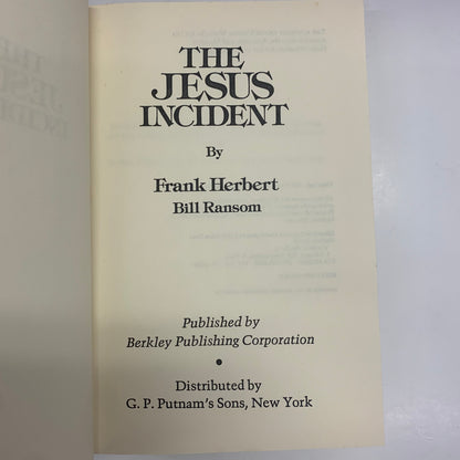 The Jesus Incident - Frank Herbert and Bill Ransom - First Edition - 1979