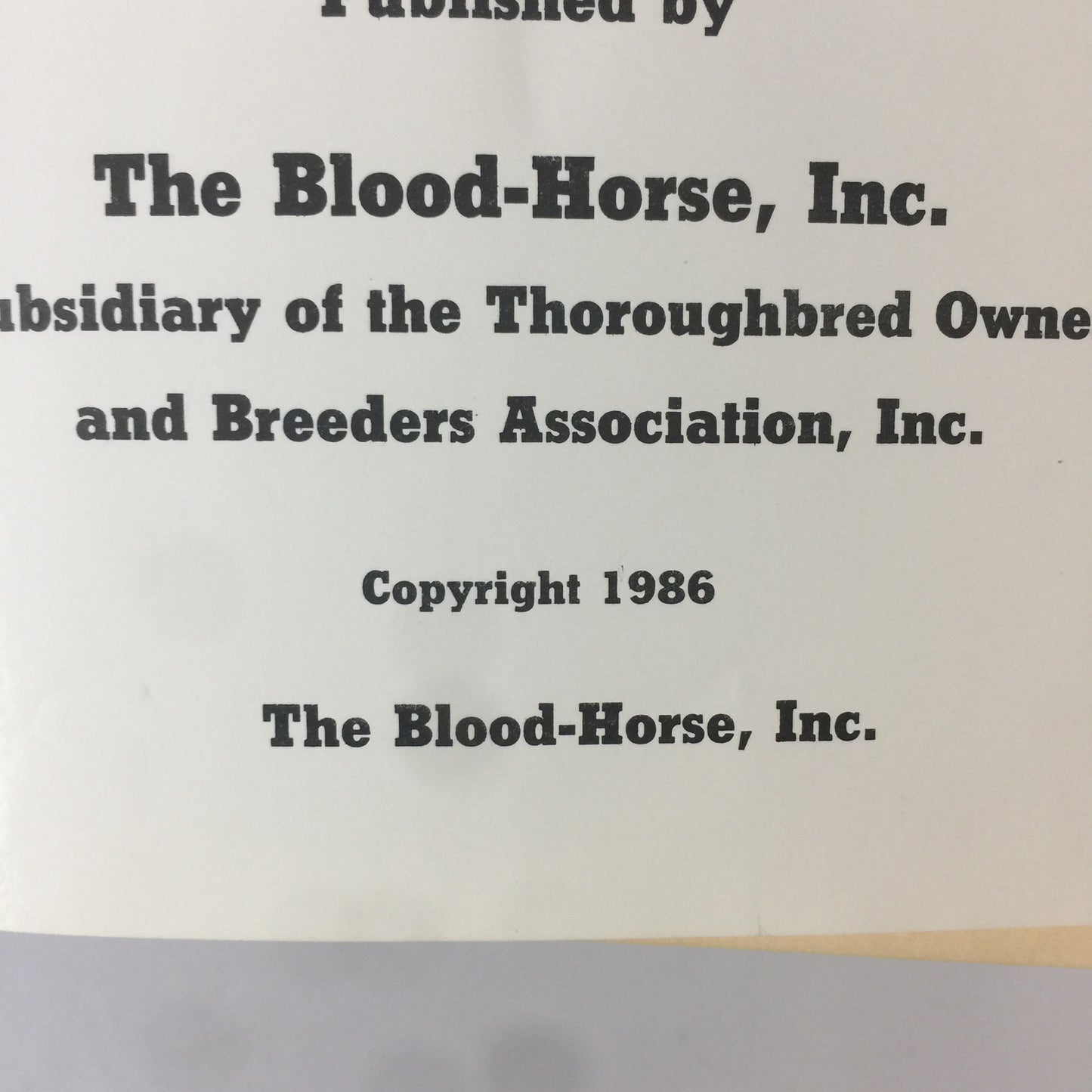 Sires and Dams of Stake Winners - The Blood-Horse Inc. - Vol 2 - 1986