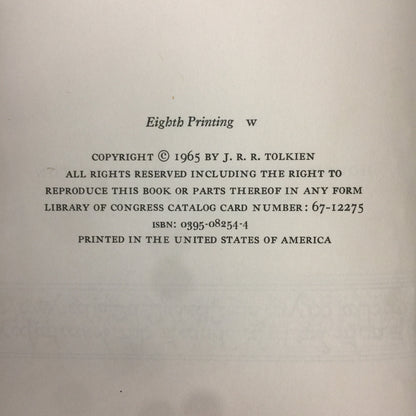 The Fellowship of the Ring - J. R. R. Tolkien - 8th Printing - 2nd Edition - 1965