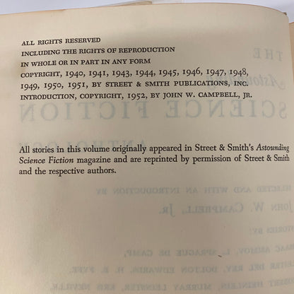 The Astounding Science Fiction Anthology - John W. Campbell - Book Club Edition - 1952