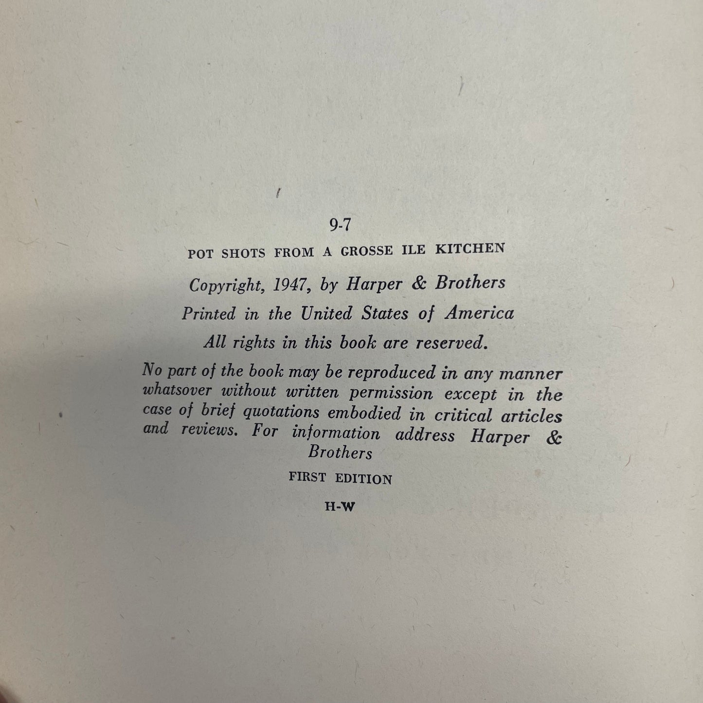 Pot Shots from a Grosse Ile Kitchen - Lucy and Sidney Corbett - First Edition - Signed - 1947