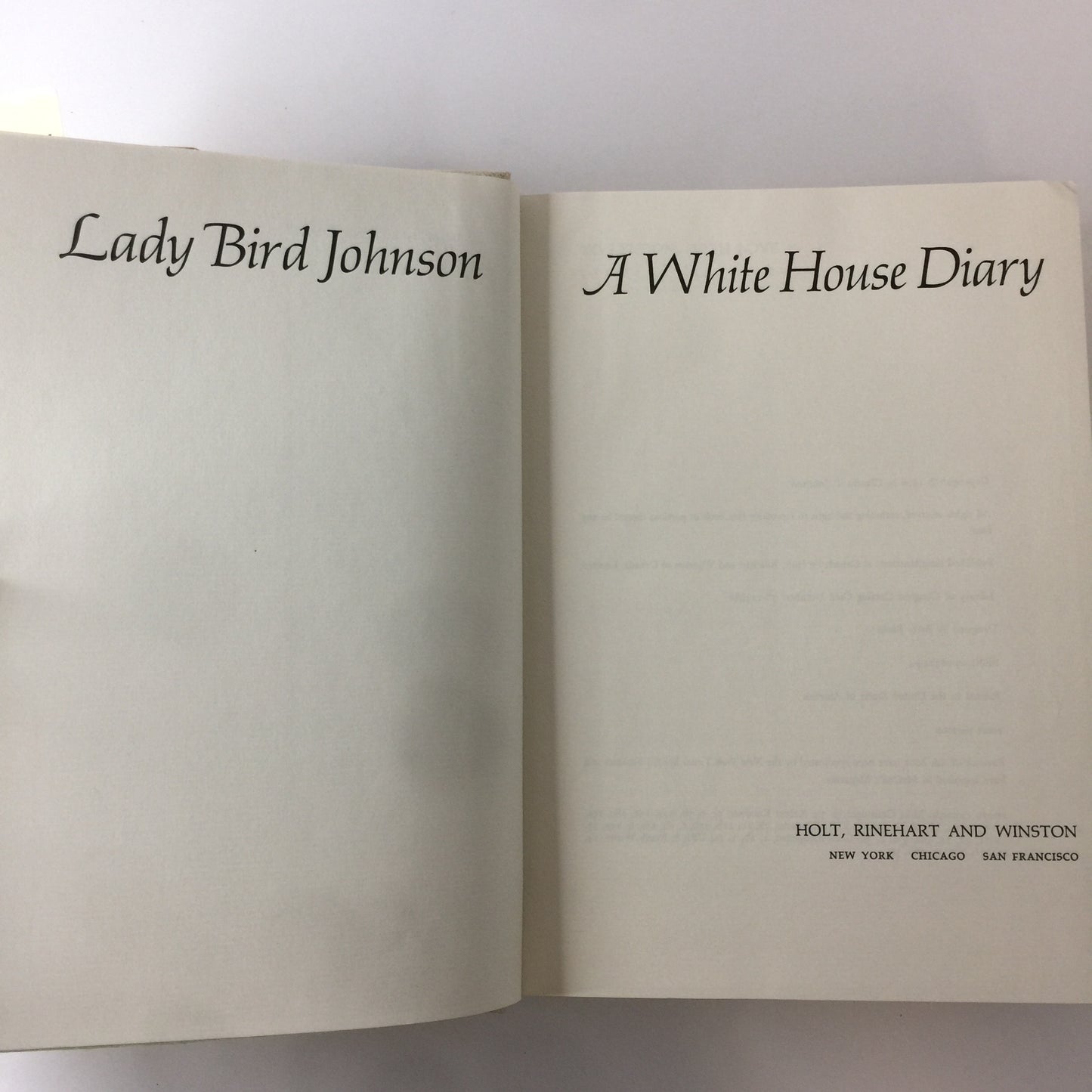 A White House Diary - Lady Bird Johnson - Signed - 1970