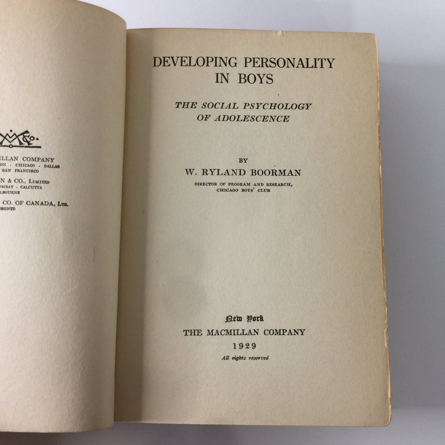 Developing Personality in Boys - Ryland Boorman - 1929