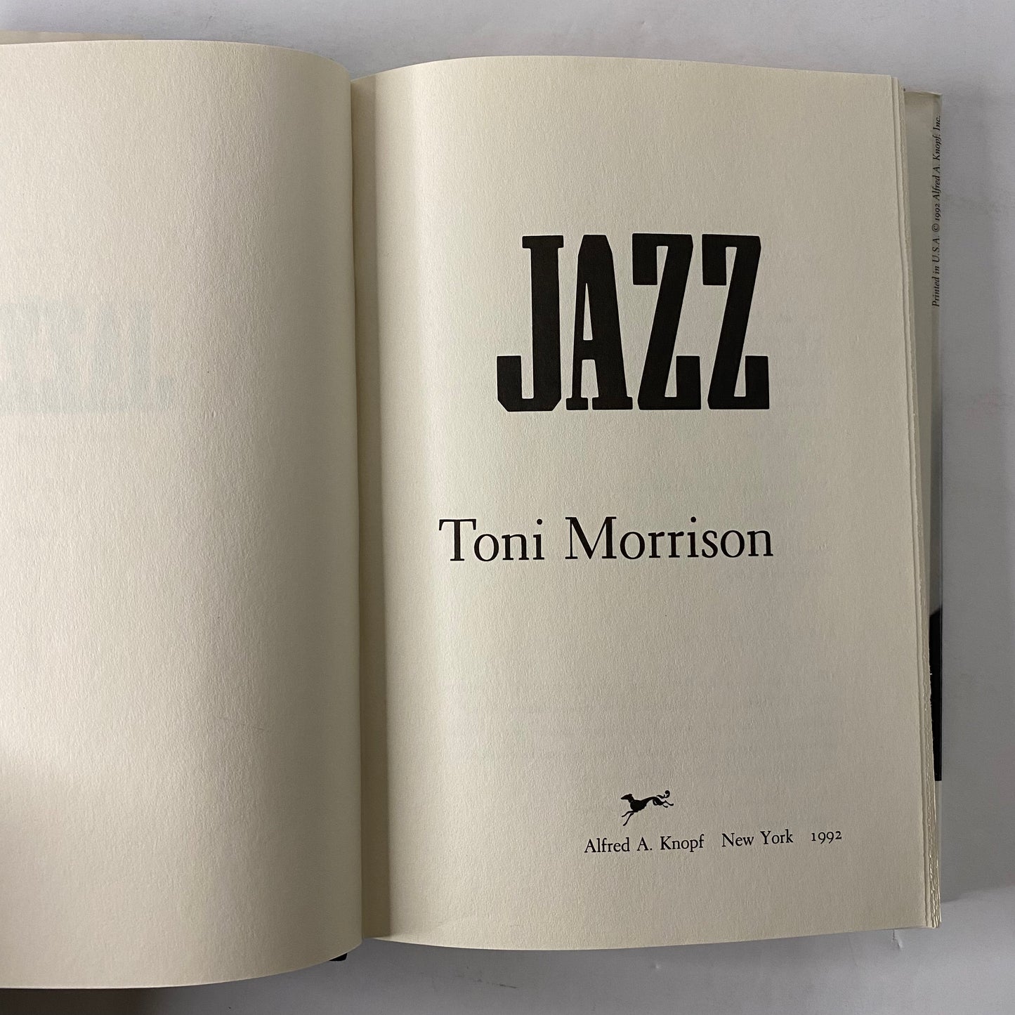 Jazz - Toni Morrison - 1st Trade Edition - 1992