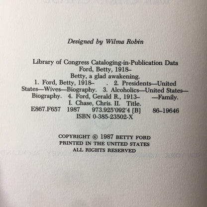 Betty: A Glad Awakening - Betty Ford - Signed