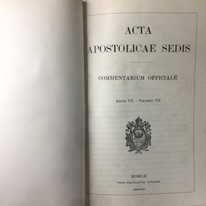 Acts Apostolicae Sedis - Commentarium Officiale - 10 Vol Set