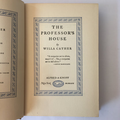 The Professor’s House - Willa Cather - 1st Trade Edition - 3rd Printing - 1925