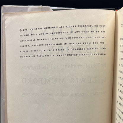 The City in History - Lewis Mumford - 1st Edition - 1961