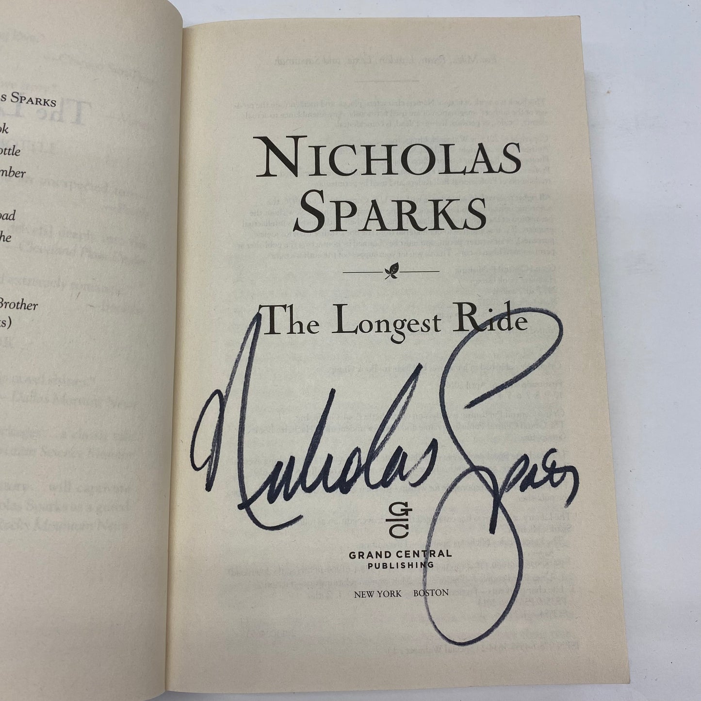 The Longest Ride - Nicholas Sparks - Signed - 2014