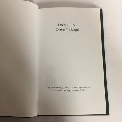 On Success - Charles T. Munger - 2009