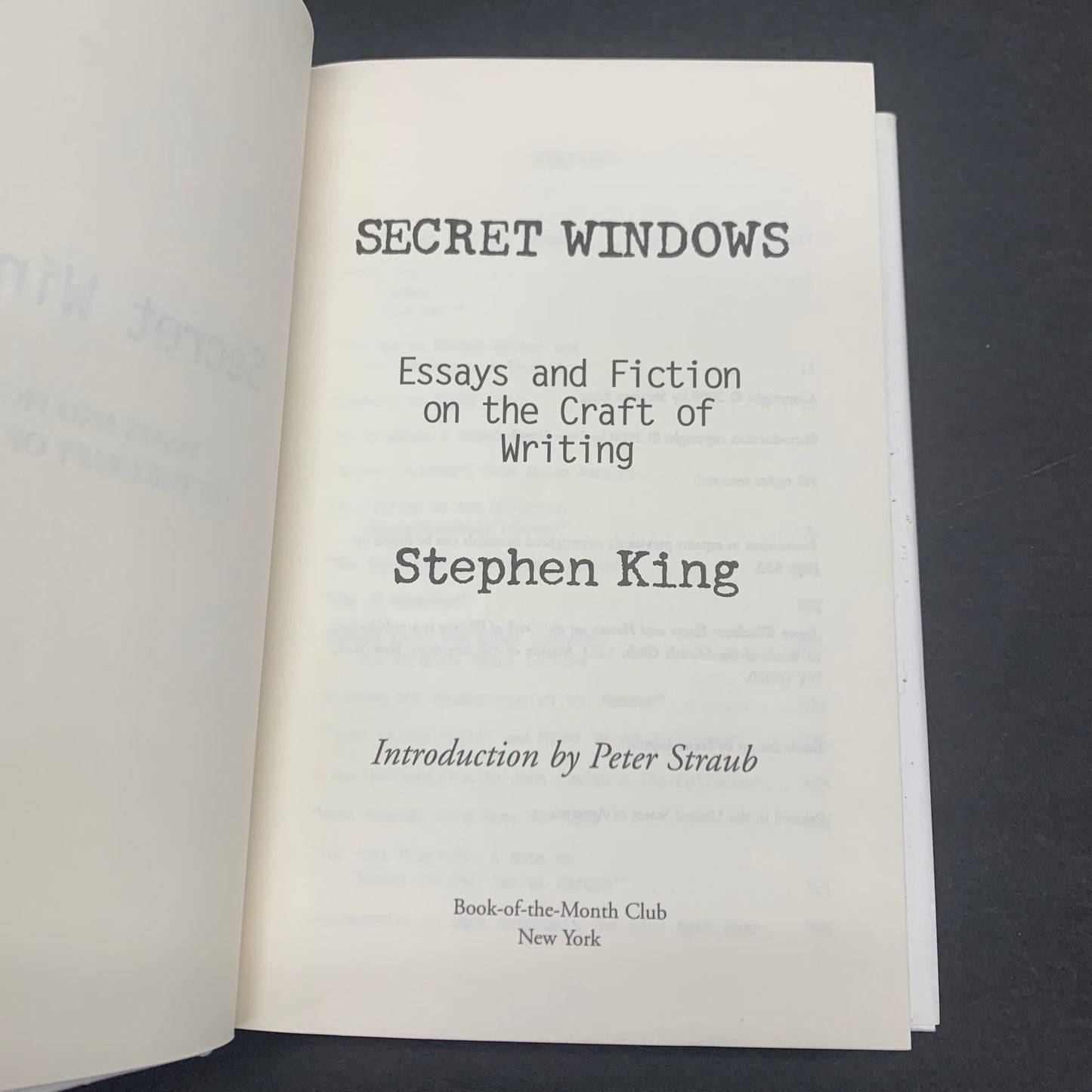 Secret Windows - Stephen King - Book Club Edition - 2000