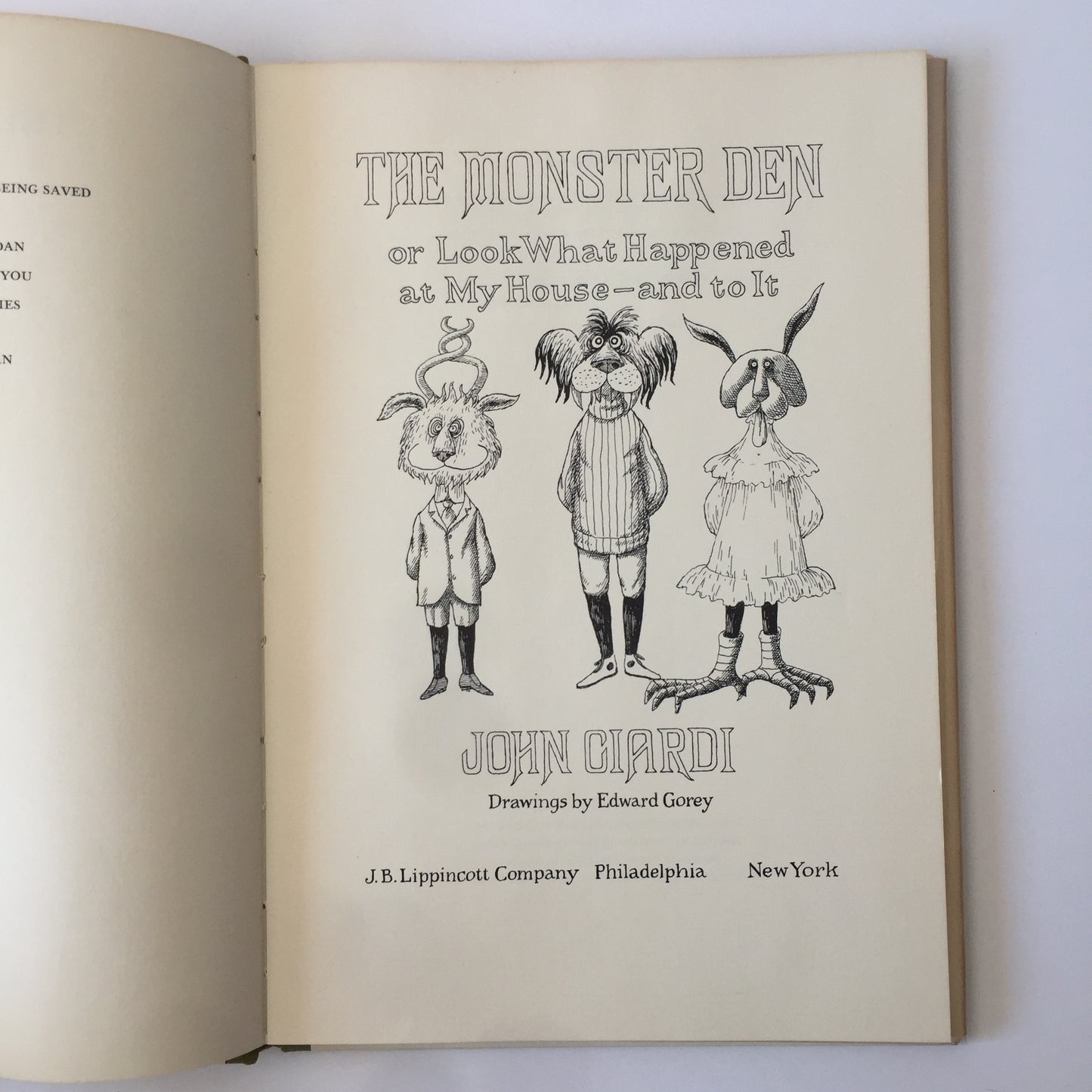 The Monster Den - John Ciardi - Illustrations by Edward Gorey - Signed by Ciardi - 1966