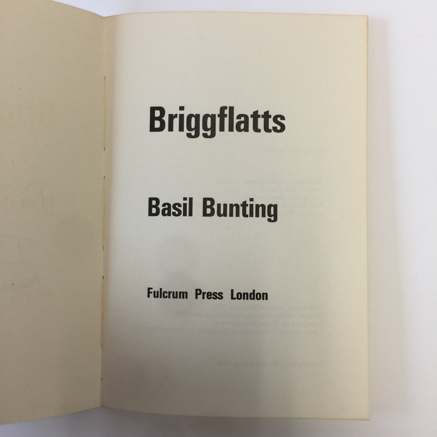 Briggflatts - Basil Bunting - Inscribed - Fulcrum Press - 1966