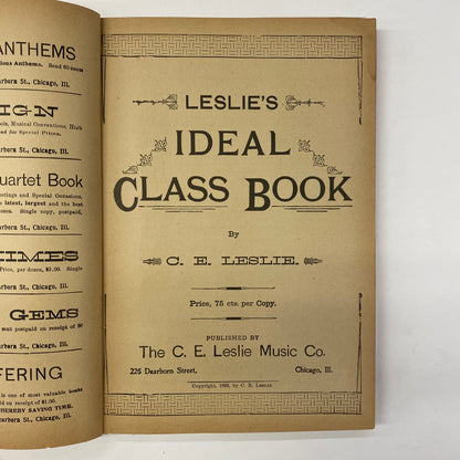 The Ideal Class Book - C. E. Leslie Music Co. - 1892