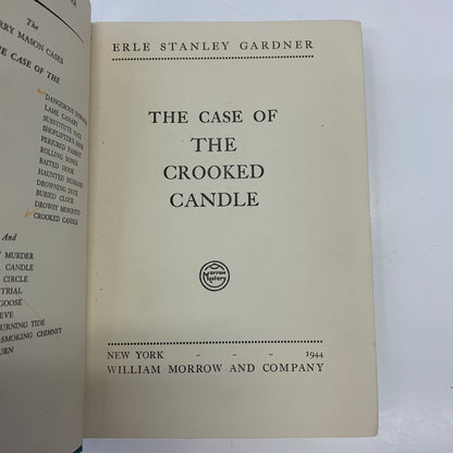 The Case of the Crooked Candle - Erle Stanley Gardner - War Time Vs - First Edition - 1944