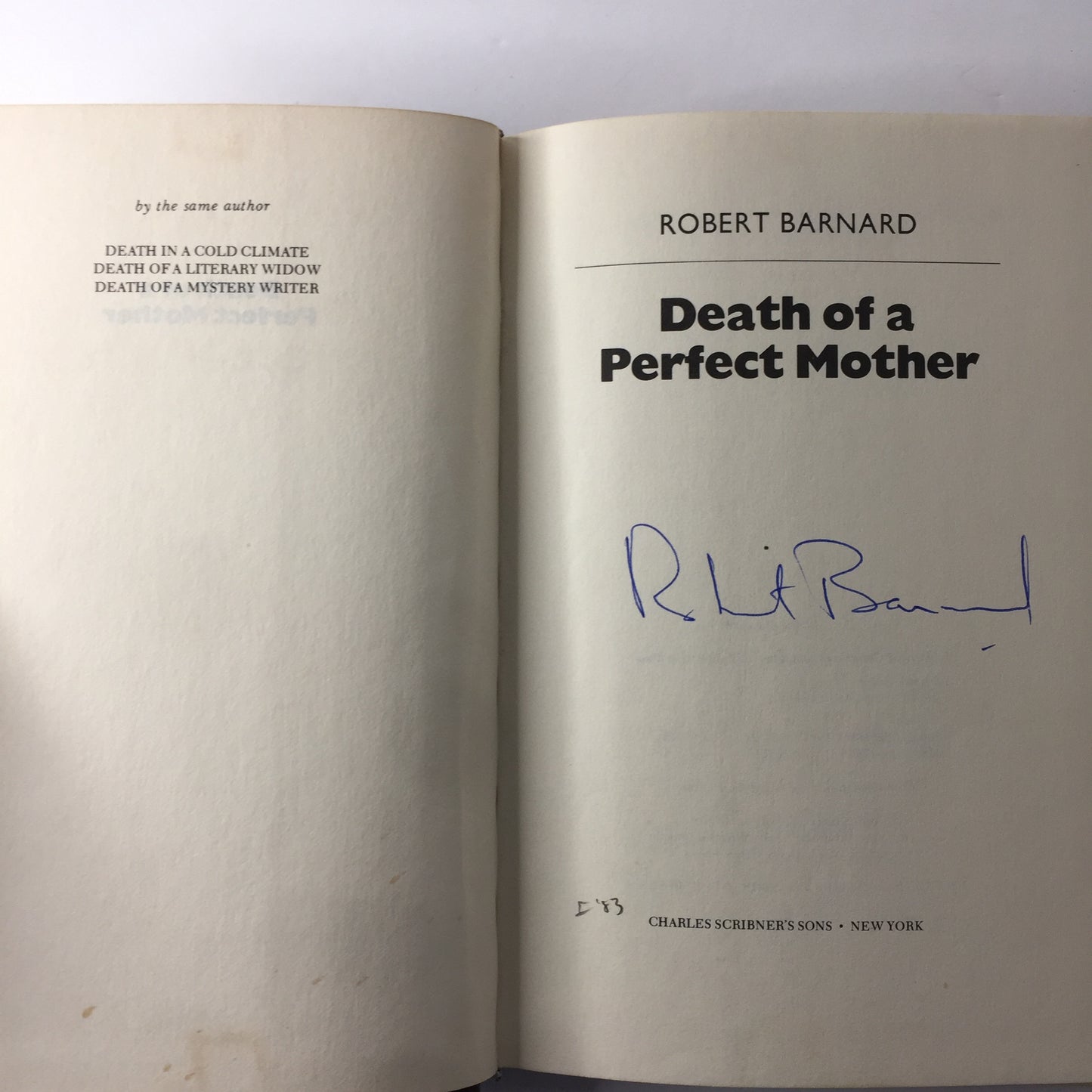 Death of a Perfect Mother - Robert Barnard - Signed - 1st Edition - 1981