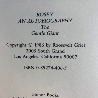 Rosey: An Autobiography - Roosevelt Grier - Signed - 1986