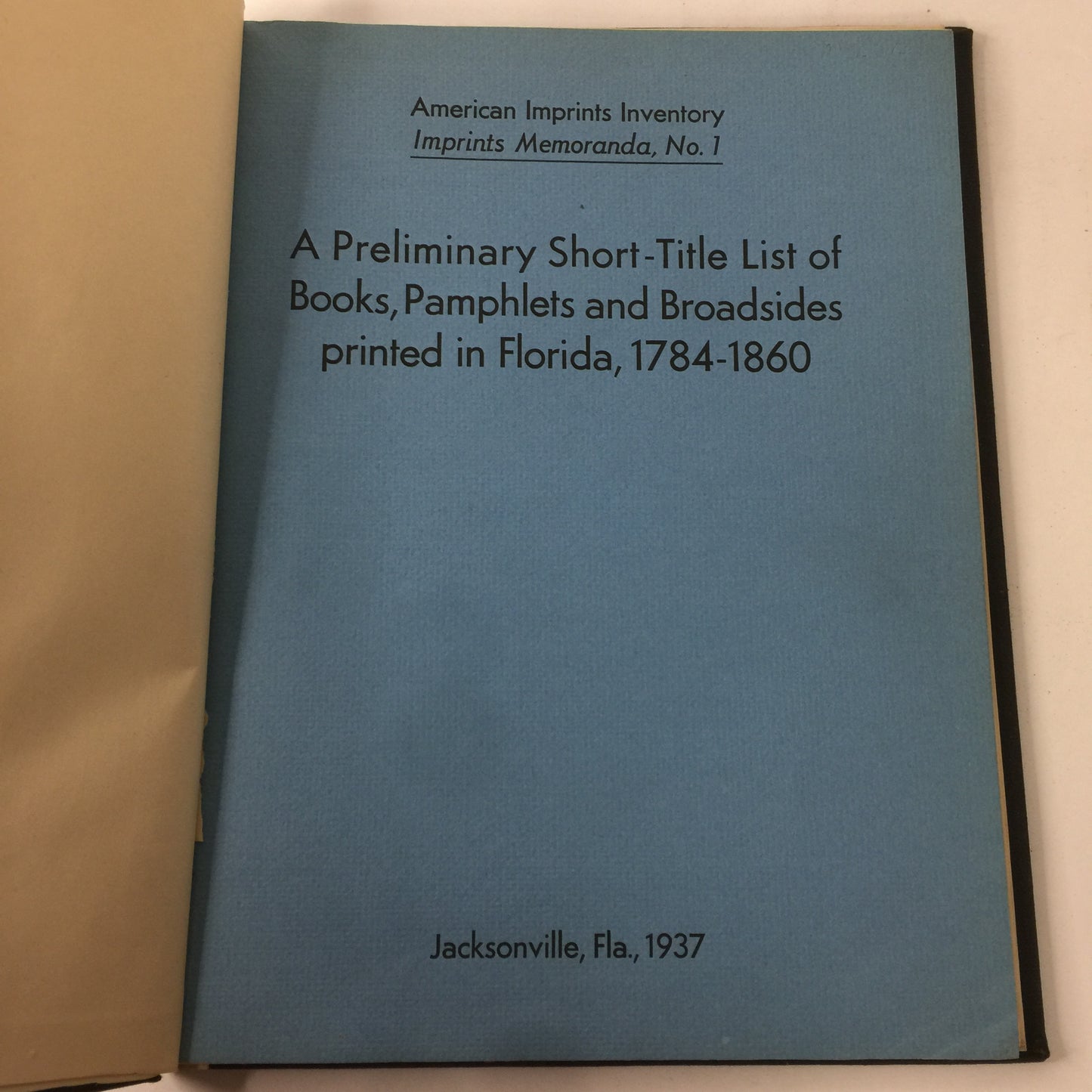 American Imprints Inventory - WPA Historical Records Survey Project - 12 Book Set - 1938