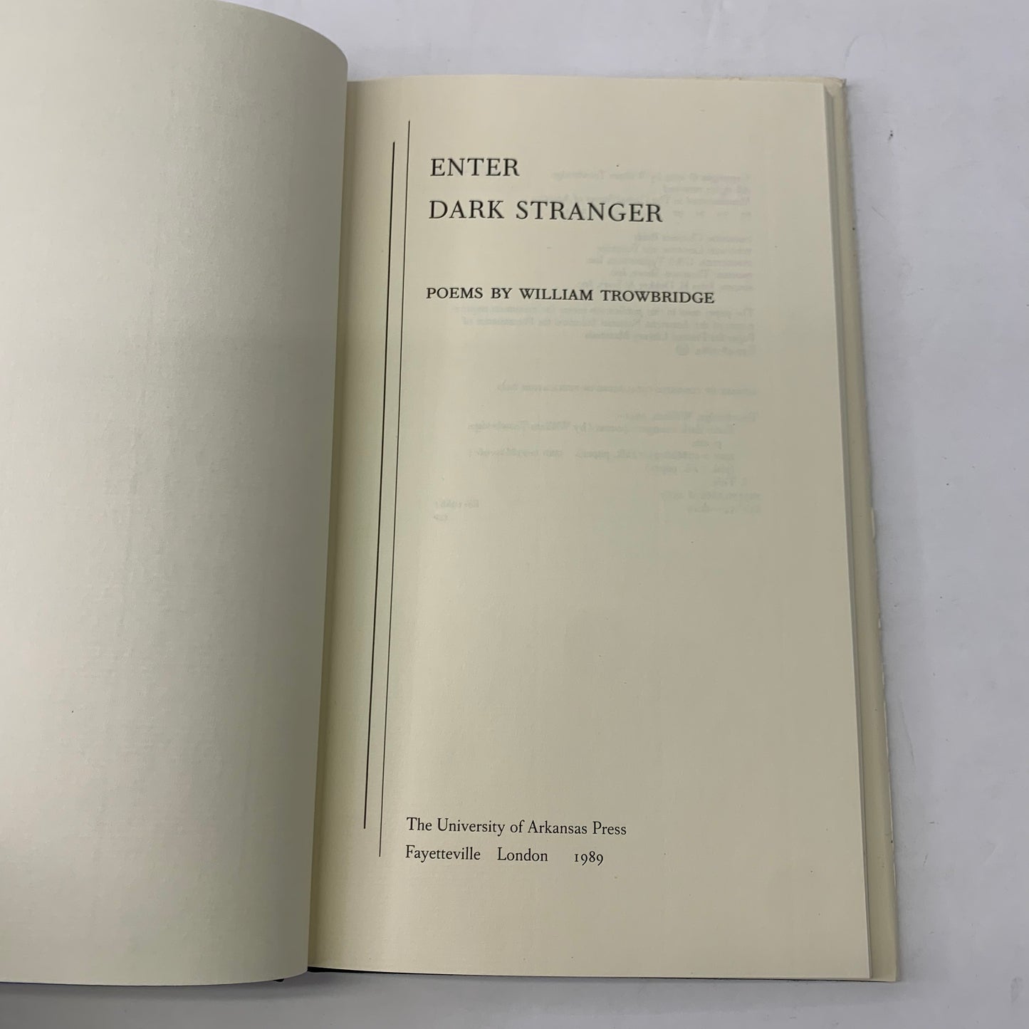 Enter Dark Stranger - William Trowbridge - 1989