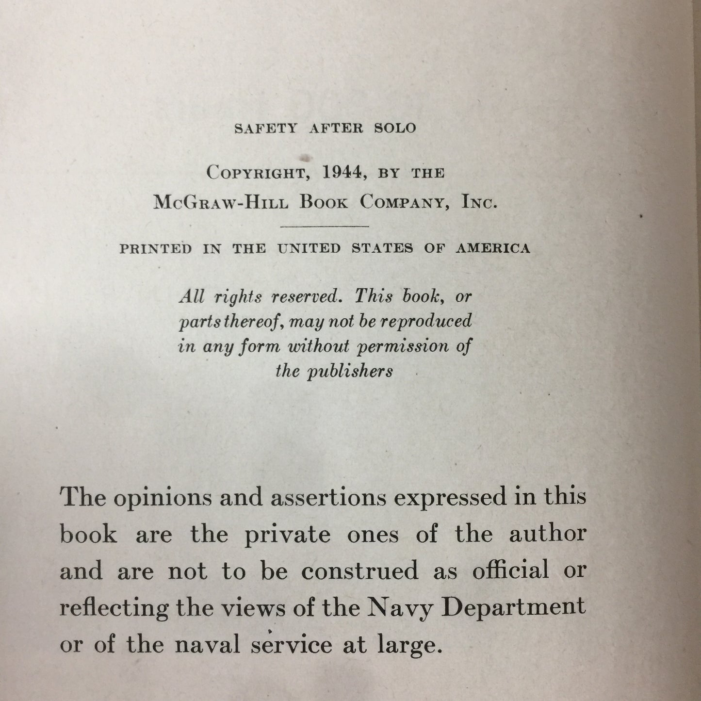 Safety After Solo - John R. Hoyt - 1944