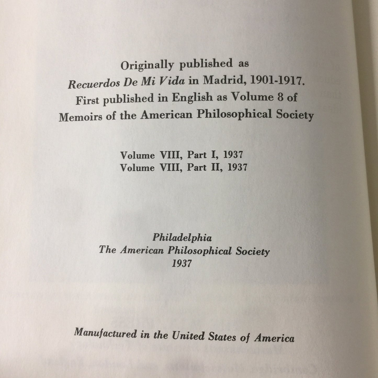 Recollections of My Life - Ramón y Cajal - #345/1000 - 1988