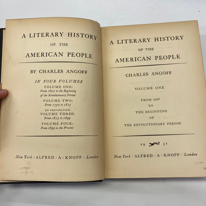 A Literary History of the American People - Charles Angoff - 1931