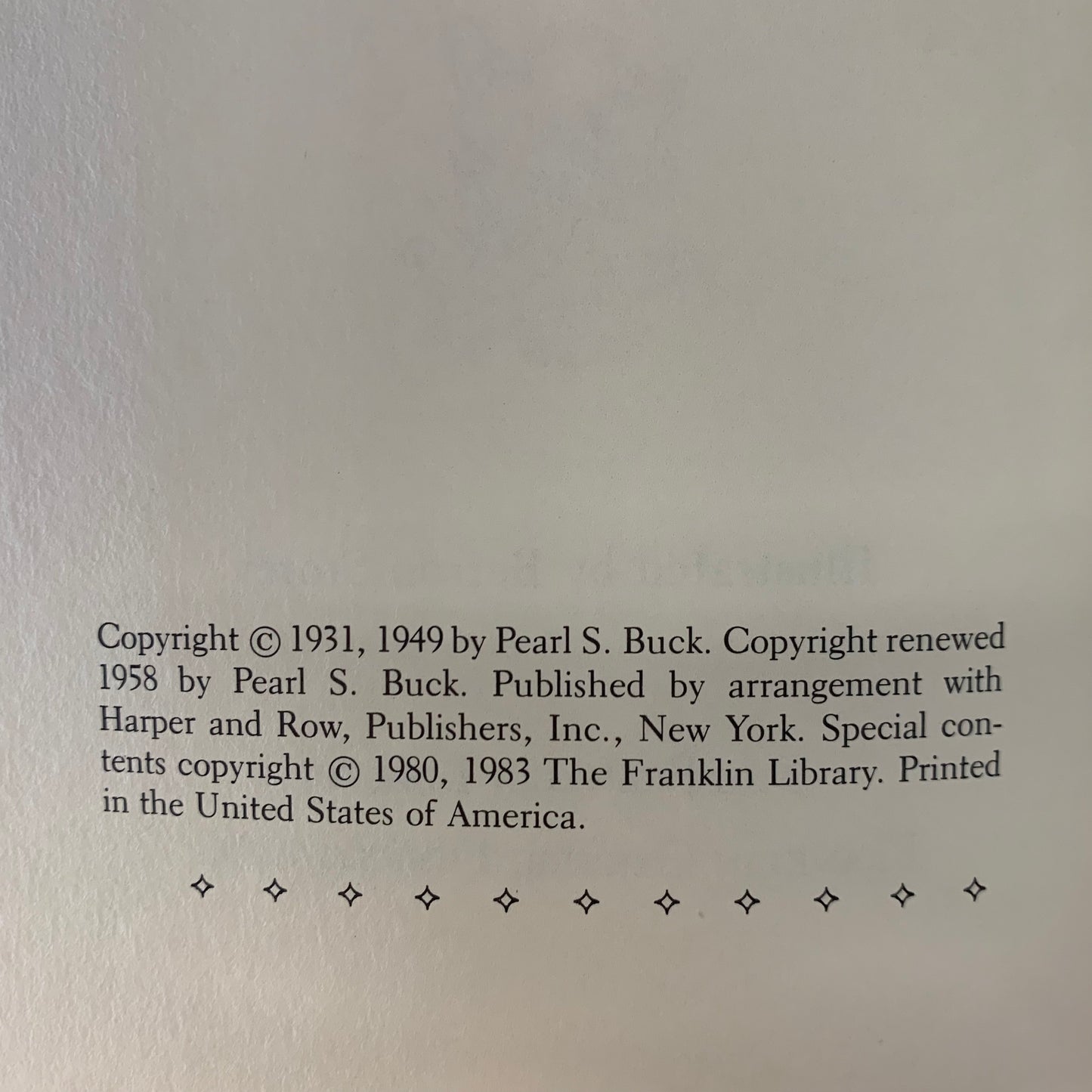 The Good Earth - Pearl S. Buck - The Franklin Library - 1983