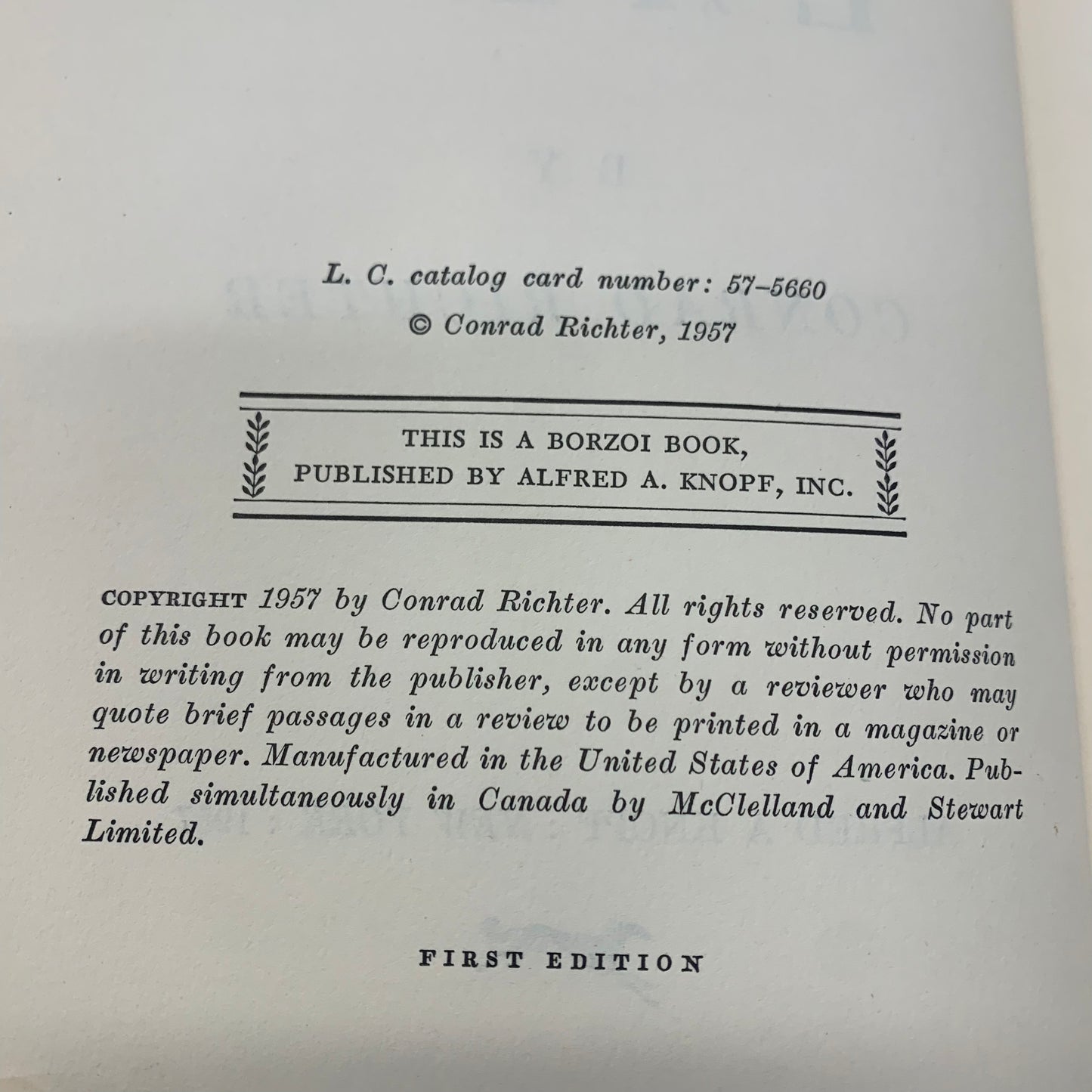 The Lady - Conrad Richter - 1st Edition - 1958