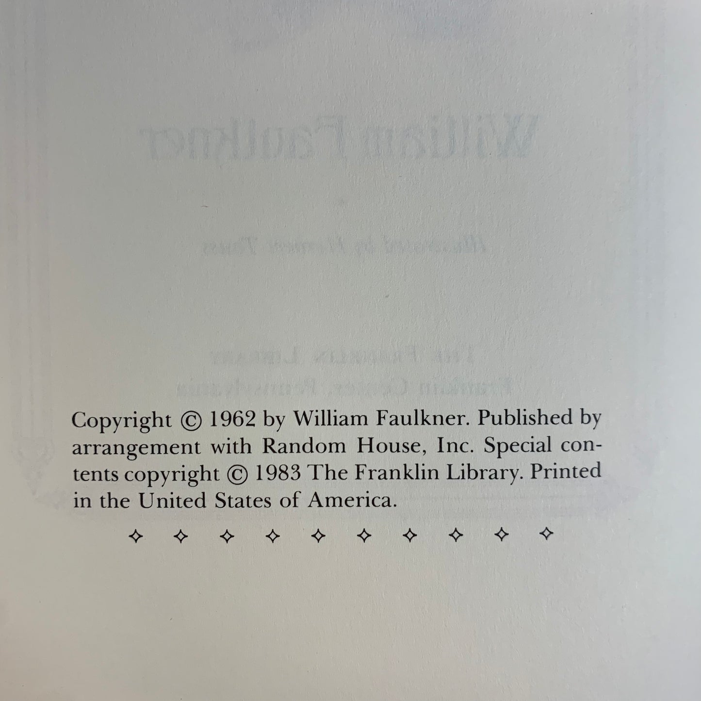 The Reivers - William Faulkner - First Thus - Franklin Library - 1983