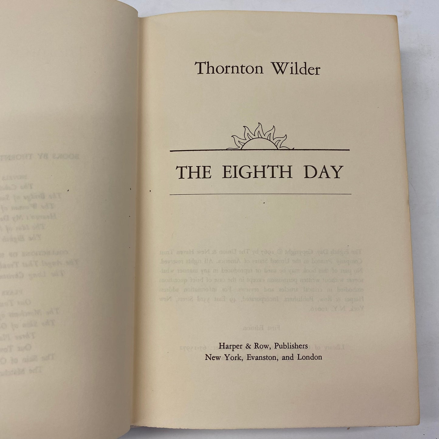 The Eighth Day - Thornton Wilder - 1st Edition - Wide Margin - 1967