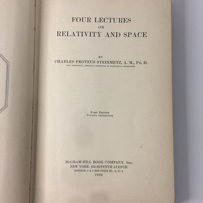 Relativity and Space - Charles Proteus Steinmetz - 4th Printing - 1923