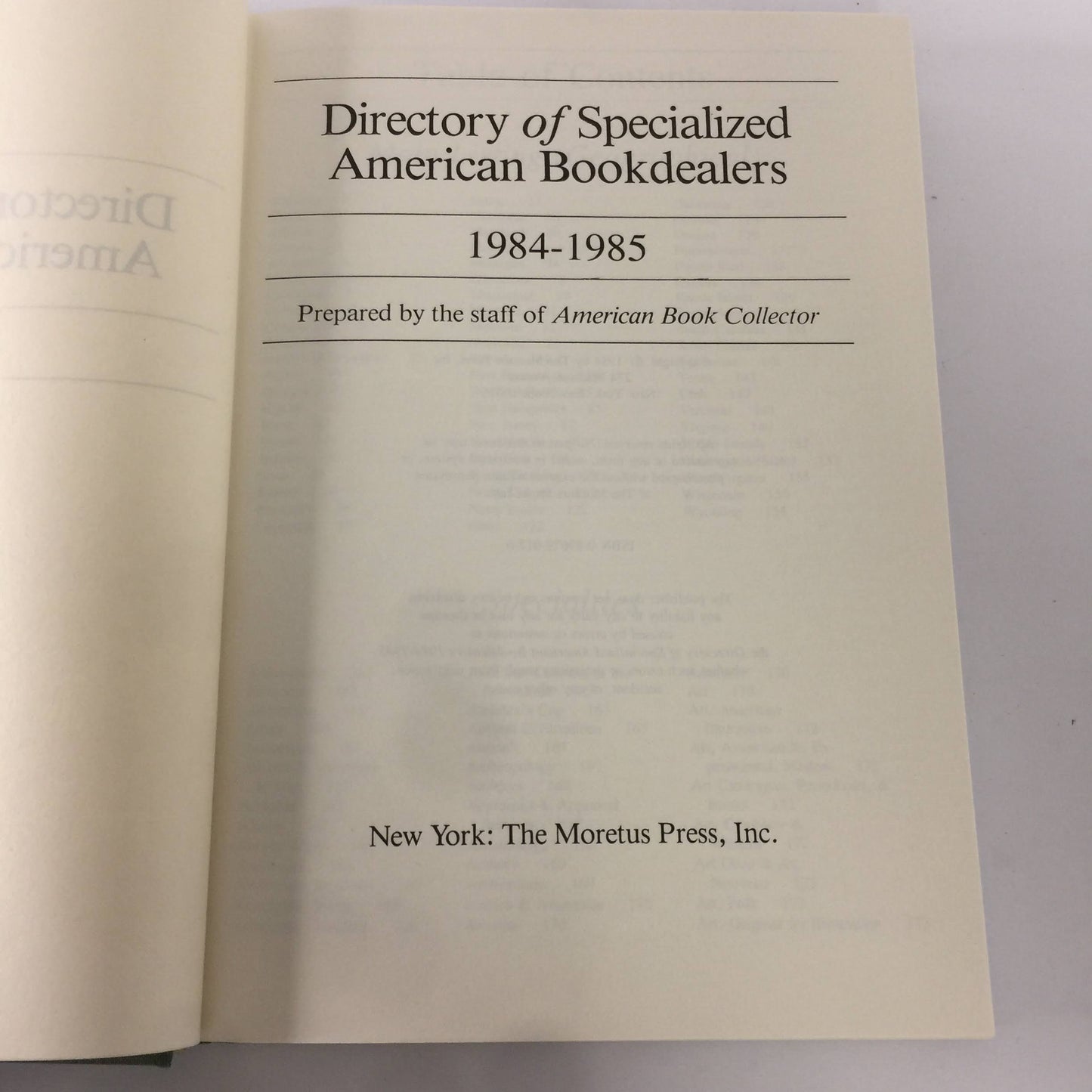 Directory of Specialized American Bookdealers 1984-1985 - American Book Collector - 1984