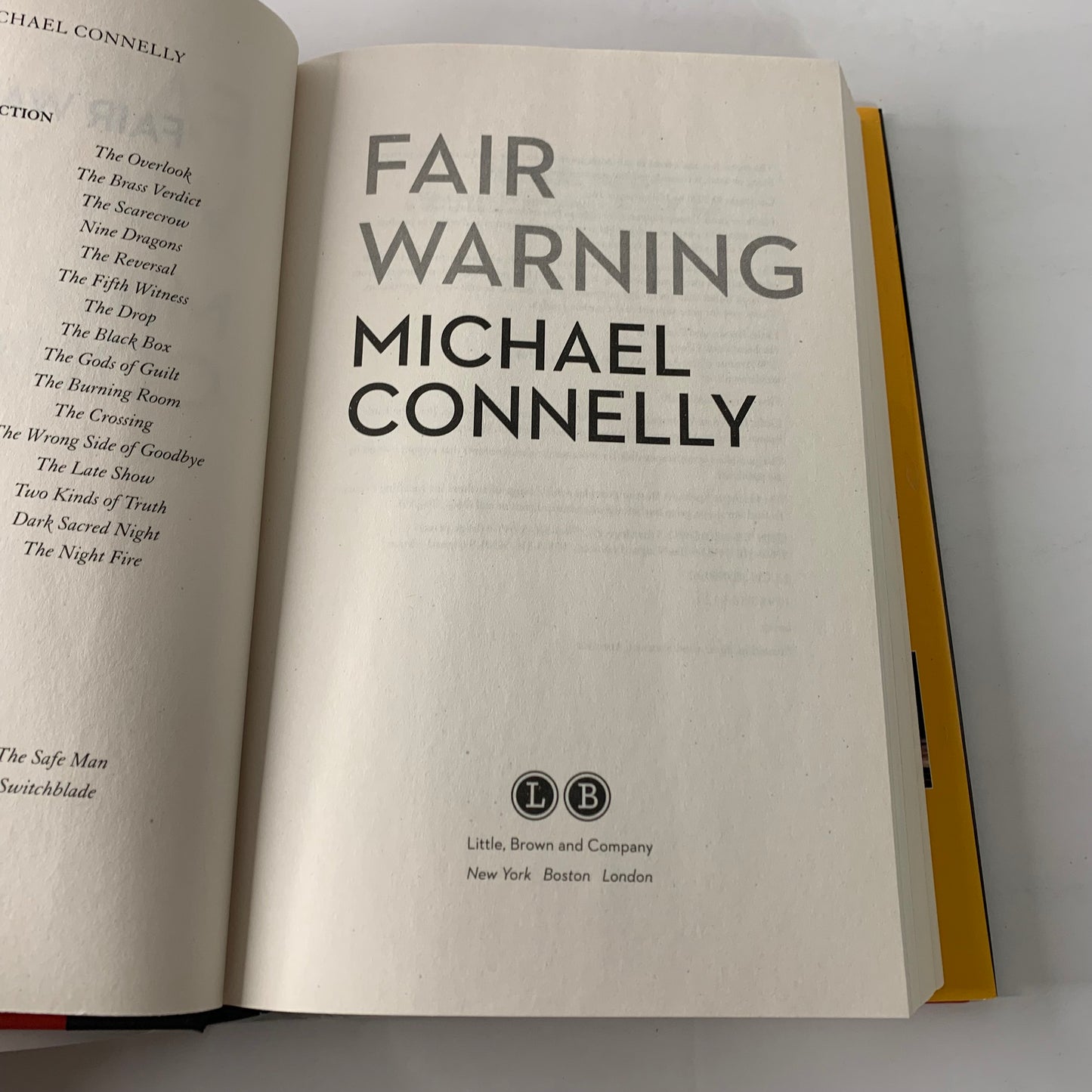 Fair Warning - Micheal Connelly - Signed - 2020