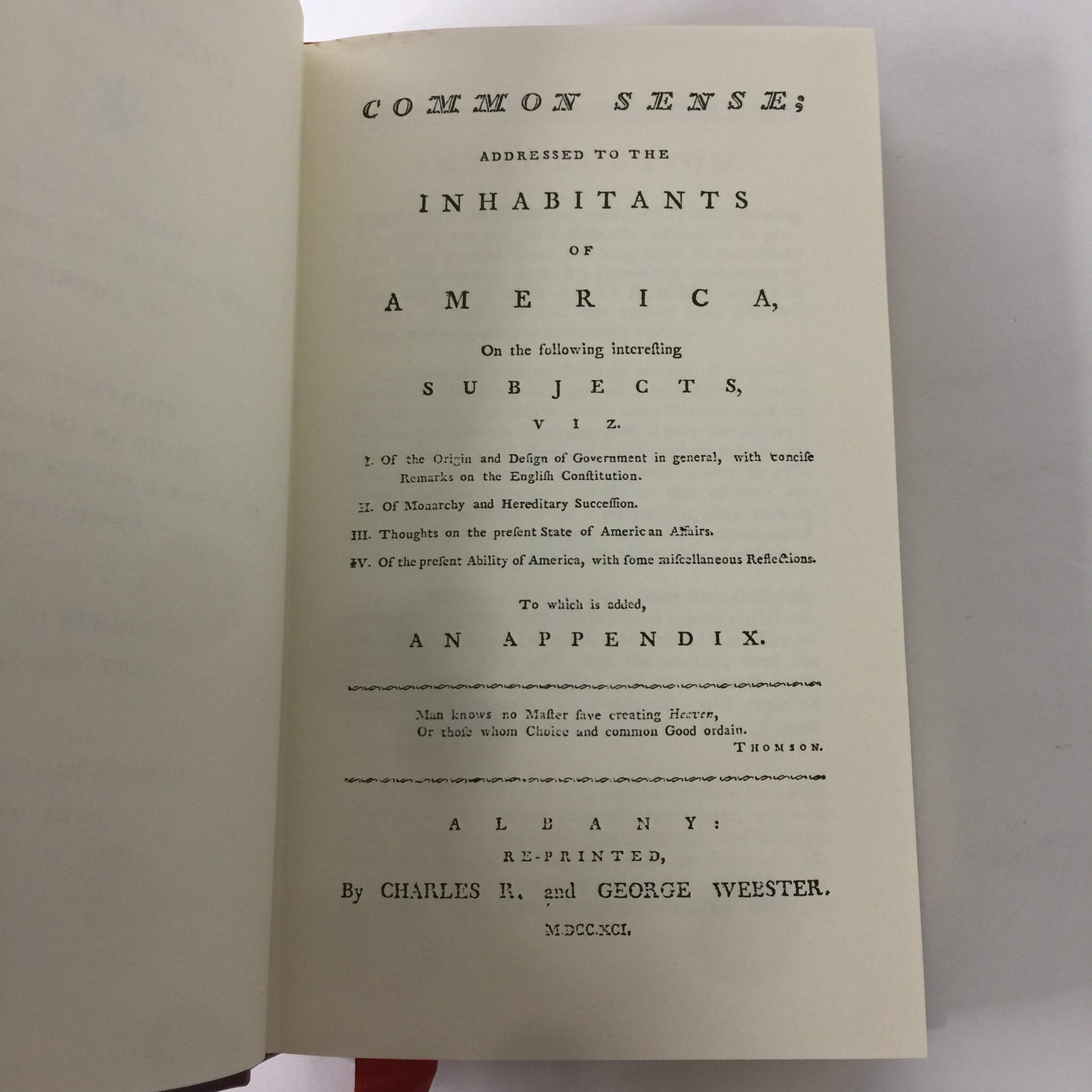 Common Sense: Rights of Man - Thomas Paine - 1992